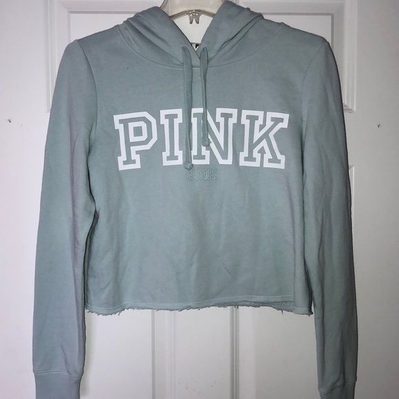 pink victoria secret crop top hoodie